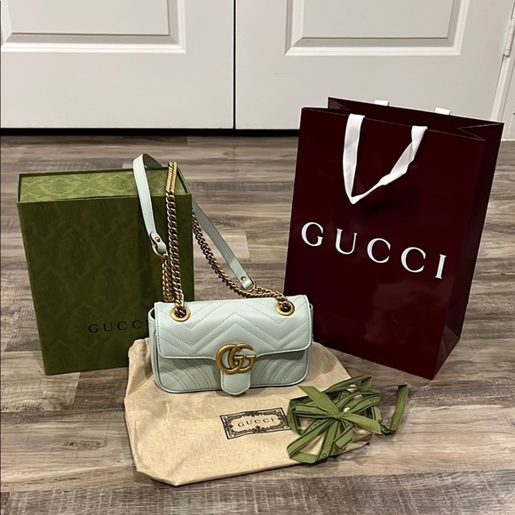 NWOT Gucci Small Marmont light blue crossbody bag - Picture 1 of 16